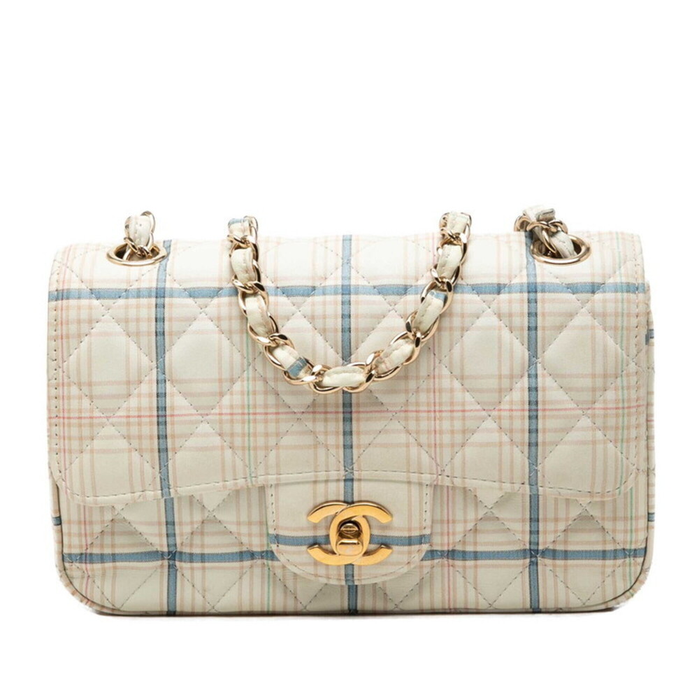 Chanel Coco Mark Mini Matelassรฉ 20 Check Pattern Chain Shoulder Bag A69900 Iv...